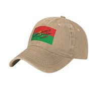 DLERFLOVR Berretto da Baseball in Denim Lavato in Difficoltà - Storia E Cultura - Berretto da Baseball Bandiera del Burkina Faso Snapback Regolabile Cappello con Visiera Hip-Hop, Cachi