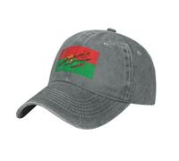 DLERFLOVR Berretto da Baseball in Denim Lavato in Difficoltà - Storia E Cultura - Berretto da Baseball Bandiera del Burkina Faso Snapback Regolabile Cappello con Visiera Hip-Hop, Grigio
