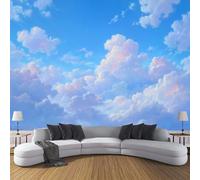 DLERFLOVR Carta da Parati 400x280cm Fotomurali in Seta Stile Anime Decorazione da Muro Cielo Azzurro Da Sogno E Nuvole Bianche XXL Poster Gigante per Soggiorno Camera Da Letto Bagno, Blu
