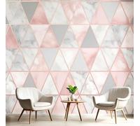 DLERFLOVR Carta da parati Modello A Triangolo 300x210cm Fotomurali in Seta Marmo Geometrico XXL Poster Gigante Design Decorazione da Muro per Soggiorno Camera Da Letto Ufficio Cucina, Oro Rosa