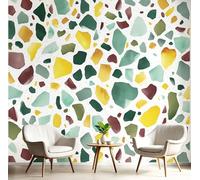 DLERFLOVR Carta da parati Motivo Terrazzo, 150x105cm Fotomurali in Seta Pittura Ad Acquerello Su Roccia Decorazione da Muro XXL Poster Gigante Design per Ufficio TV Sfondo, Verde