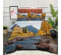 DLERFLOVR Piumino Letto Fiume Roccioso Letto Matrimoniale 4 Stagioni 200x200cm - Piumone Autunnale Invernale Montagne E Valli Trapunta Traspirante e super morbido con 2 Federe, Abbronzatura