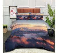 DLERFLOVR Piumino Letto Matrimoniale 4 Stagioni Copriletto Trapuntino Cime Nebbiose Set Piumino Leggero e Morbido Vette Dell'Himalaya Lavabile in Lavatrice con 2 Federe 200x200cm Grigio