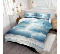 DLERFLOVR Piumino Onde Della Spiaggia 240x260cm 4 Stagioni - Trapunta Letto Matrimoniale Morbida e Traspirante Caldo e Soffice Piumone per Autunno Inverno Lavabile in Lavatrice, Azzurro Chiaro
