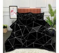 DLERFLOVR Piumino Poligoni 200x200cm 4 Stagioni - Trapunta Matrimoniale Morbida e Traspirante Caldo e Soffice Piumone per Autunno Inverno Lavabile in Lavatrice, Nero