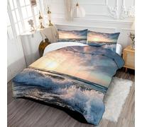 DLERFLOVR Piumino Schiuma Di Onde Marine 240x260cm 4 Stagioni - Trapunta Letto Matrimoniale Morbida e Traspirante Caldo e Soffice Piumone per Autunno Inverno Lavabile in Lavatrice, Grigio-Blu