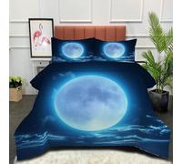 DLERFLOVR Piumone Invernale Misterioso Chiaro Di Luna - Piumino 4 Stagioni Singolo Trapunta Traspirante e super morbido Set Piumone Primaverile Autunnale con 1 Federe, Blu 135x200cm