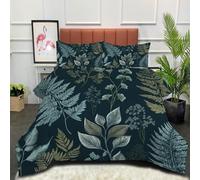 DLERFLOVR Piumone Invernale Piante Retrò - Piumino 4 Stagioni Matrimoniale Trapunta Traspirante e super morbido Set Piumone Primaverile Autunnale con 2 Federe, Blu Scuro 240x260cm