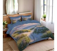 DLERFLOVR Set Copripiumino Dune Di Alghe Parure Copri Piumino Paesaggio Marino Olandese Design Reversibile, Biancheria da Letto Morbida, Facile da Pulire con 2 Federe, 260x240cm, Erba Verde