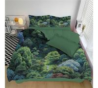 DLERFLOVR Set Copripiumino Matrimoniale 240x260cm, Copripiumino Reversibile Alberi Alti Biancheria da Letto Vegetazione Densa 3 Pezzi Copri Piumino con 2 Federe, Verde
