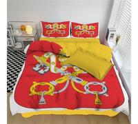 DLERFLOVR Set Copripiumino Matrimoniale Bandiera Città Vaticano Sacco Copri Piumone Sentimento Nazionale Set di Biancheria da Letto Reversibile Ultra Morbido con 2 Federe e Cerniera, 240x220cm, Rosso