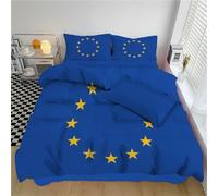 DLERFLOVR Set Copripiumino Matrimoniale Patriottismo Copri Piumone Bandiera Dell'Ue Biancheria da letto reversibile Morbido Resistente e Lavabile con 2 Federe, 200x200cm, Indaco