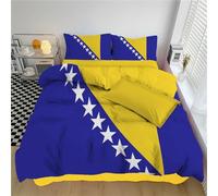 DLERFLOVR Set Copripiumino Singolo Patriottismo Copri Piumone Bandiera Della Bosnia Ed Erzegovina Biancheria da letto reversibile Morbido Resistente e Lavabile con 1 Federe, 135x200cm, Indaco