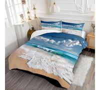 DLERFLOVR Trapunta Letto Matrimoniale Trapuntino Traspirante e super Onde Costiere Copriletto Trapuntato Piumino Alternativo per 4 Stagioni con Federe 240x260cm Blu