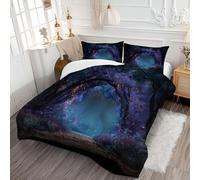 DLERFLOVR Trapunta Letto Singolo Portale Cosmico Piumone Letto Trapuntato Foresta Incantata Caldo e Soffice Piumino Invernale - Lavabile in Lavatrice con Federe 135x200cm, Viola