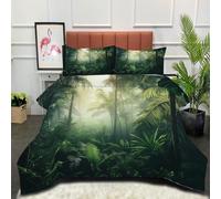 DLERFLOVR Trapunte Alberi Imponenti 4 Stagioni Piumone Singolo Foresta Pluviale Densa Piumoni Traspirante Quattro Stagioni Anallergico e Lavabile con 1 Federe, Verde Foresta