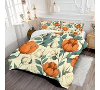 DLERFLOVR Trapunte Tulipani Autunnali 4 Stagioni Piumone Letto Singolo Stile Retrò Piumoni Traspirante Quattro Stagioni Anallergico e Lavabile con 1 Federe, Arancia