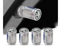 DLGJZS Tappini Gomme Auto per MG ZS EV 2021-2024,Metallo Tappi per Valvole Pneumatici Cappucci Parapolvere Cappuccio Valvola Prova Perdita con Logo Emblema Accessori Auto,Silver