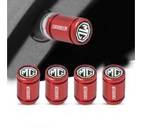 DLGJZS Tappini Gomme Auto per MG ZS EV 2021-2024,Metallo Tappi per Valvole Pneumatici Cappucci Parapolvere Cappuccio Valvola Prova Perdita con Logo Emblema Accessori Auto,Red