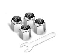 DLGJZS Tappini Gomme Auto per Peugeot 408 2018-2022,Metallo Tappi per Valvole Pneumatici Cappucci Parapolvere Cappuccio Valvola Prova Perdita con Logo Emblema Accessori Auto,Silver