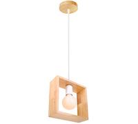 DLGLOLIN Lampada a sospensione Vintage Industriale Lampadario Paralume in Legno Lampada A Sospensione Quadrata Plafoniera E27 Retro Per Soggiorno Cucina Camera