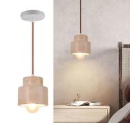 DLGLOLIN Lampadario Travertino Giallo Piccola Lampada A Sospensione Vintage Creatività Lampada A Sospensione in Pietra Naturale Lampada Da Comodino Camera Da Letto Soggiorno Sala da Pranzo Bar Caffè