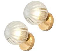 DLGLOLIN Set di 2 applique da parete moderna per interni, lampada da parete, paralume circolare in vetro a righe, lampada da parete, illuminazione da parete, per camera da letto, corridoio, soggiorno