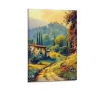 DLJGDS Poster con paesaggio con pittura a olio, paesaggio del sentiero che conduce al castello sulla cima della montagna, poster decorativo da parete su tela e decorazione moderna per la camera da