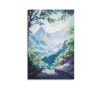 DLJGDS Quadro decorativo da parete su tela con paesaggio valle di montagna con lussureggiante vegetazione e alberi, decorazione moderna per la camera da letto, 20 x 30 cm
