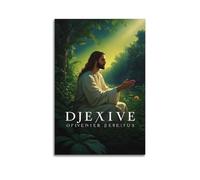 DLJGDS Stampa decorativa su tela con figura serena nella natura con luce divina, ispirata all'iconografia cristiana, poster da parete e decorazione moderna per la camera da letto, 60 x 90 cm