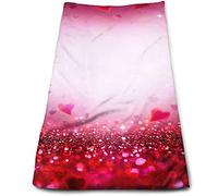 DLJIYZX Asciugamani San Valentino Asciugamano per Il Viso Stampato Cuori Rossi Asciugamani da Bagno Morbidi Altamente assorbenti Multiuso 30X70CM