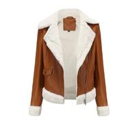 DLLDLGG Giacca In Pelle Di Montone Marrone Da Aviatore Da Donna, Parka Invernale con Maniche Lunghe E Rifiniture In Pelliccia