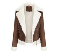 DLLDLGG Giacca In Pelle Oversize Da Donna, Cappotto Invernale In Montone Spesso Foderato In Pile, Giacca Bomber Corta