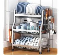 DLLDQBD Scolapiatti Compatto per Bancone della Cucina con Portaposate, Ripiani da Cucina Durevoli per Varie Stoviglie, Scolapiatti E Portautensili Semplice(Size:65x26x63cm,Color:Argento)