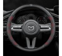 DLLHL Coprivolante per Mazda 3 Hatchback 2019-2024 2025 in Pelle Napa Copri Volante Piacevole al Tatto Coprire Volante Resistente Antiscivolo Sportivo Accessori Auto Interno Uomo,Red