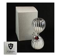 DLM-29584-rosso (Kit 6 Pezzi) Clessidra in Vetro con Farfalla in Cristallo Tema Tempo per Matrimonio Comunione Cresima_Rosso bomboniera