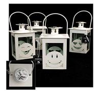 DLM-31546 (Kit 6 Pezzi) Lanterna Bianca Faccine Emoticon Smile con Quadrifoglio Calice della Prima Comunione Kharma Living Shabby Chic bomboniera