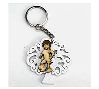 DLM-32313 (Kit 12 Pezzi) Portachiavi Ciondolo in Legno Albero della Vita e Calcio Calciatore Partita Football Confettata bomboniera