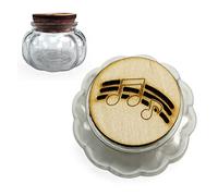DLM-32722 (Kit 6 Pezzi) Barattolo Zucca Tondo in Vetro con Tappo in Sughero Laurea in Musica Pentagramma Note Musicali Portaconfetti Segnaposto Confettata bomboniera