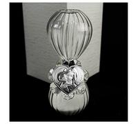 DLM 32827 (Kit 12 Pezzi) Clessidra in Vetro con Fiore in Cristallo e Cuore Madonna e Bambino Nozze Matrimonio Battesimo Comunione bomboniera