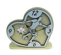 DLM 34420 (Kit 12 Pezzi) Orologio Cuore con Calciatore Giocatore Calcio Football in Rilievo Legno Quadrifoglio Calice della Prima Comunione da Scrivania bomboniera