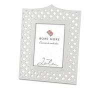 DLM-980 Bomboniera Portafoto cornice in porcellana bianca traforata cm 21x16 per matrimonio comunione battesimo cresima 25 e 50 anniversario completa di scatola