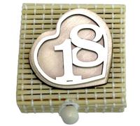 DLM-A1155 Bomboniere 12 utili scatoline in bambù portaconfetti linea cuore cm 6x6x4 con numero 18 per confettate segnaposti del 18 compleanno di un ragazzo o ragazza