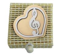 DLM-A1161 Bomboniere 12 utili scatoline in bambù portaconfetti linea cuore cm 6x6x4 con chiave di violino per cresima cresima nascita comunione battesimo.