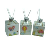 DLM-A1217 Bomboniere 6 utili Profumatori da 200 ml in vetro cm 10x7x7 con fiori farfalla tartaruga e mogolfiera rosa e 6 scatole 6 profumi x Battesimo bimba Comunione e Cresima