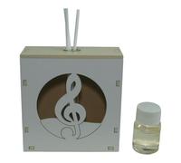 DLM-A1290 Bomboniera profumatore a led cm 10x10x4 in legno colore bianco e panna con profumo e scatola modello Chiave di violino Sol utile Diffusore tema Musica prodotto in Italia