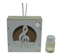 DLM-A1349 Bomboniera profumatore a led cm 10x10x4 in legno colore bianco e panna con profumo e scatola modello Chiave di violino Sol per 30 Compleanno utile Diffusore prodotto in Italia