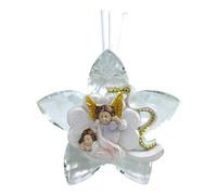 DLM-A1463 Bomboniere kit 6 Profumatori cm 9x9x4 con scatole e profumi Linea Fiore in cristallo brillante con Sacra Famiglia la Maternita e Angelo Custode utili Diffusori made in italy