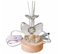 DLM-A1509 Bomboniera Lampada a Led con Profumatore in cristallo brillante cm 9x6x6 linea Fiore Fiorellino con quadrifoglio e numero 50 utile per il 50° Anniversario di matrimonio le nozze d' ORo