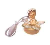 DLM-A1768 Bomboniera Lampada a led cm 9x9x9 con fiore in cristallo brillante e statuine fanciulle principesse assortite utili per Battesimo Comunione Cresima Compleanno